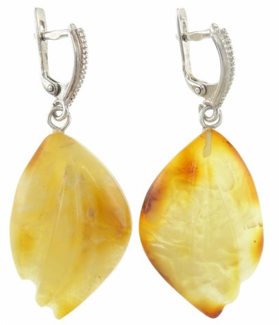 Сережки бурштинові в фігурному кріпленні